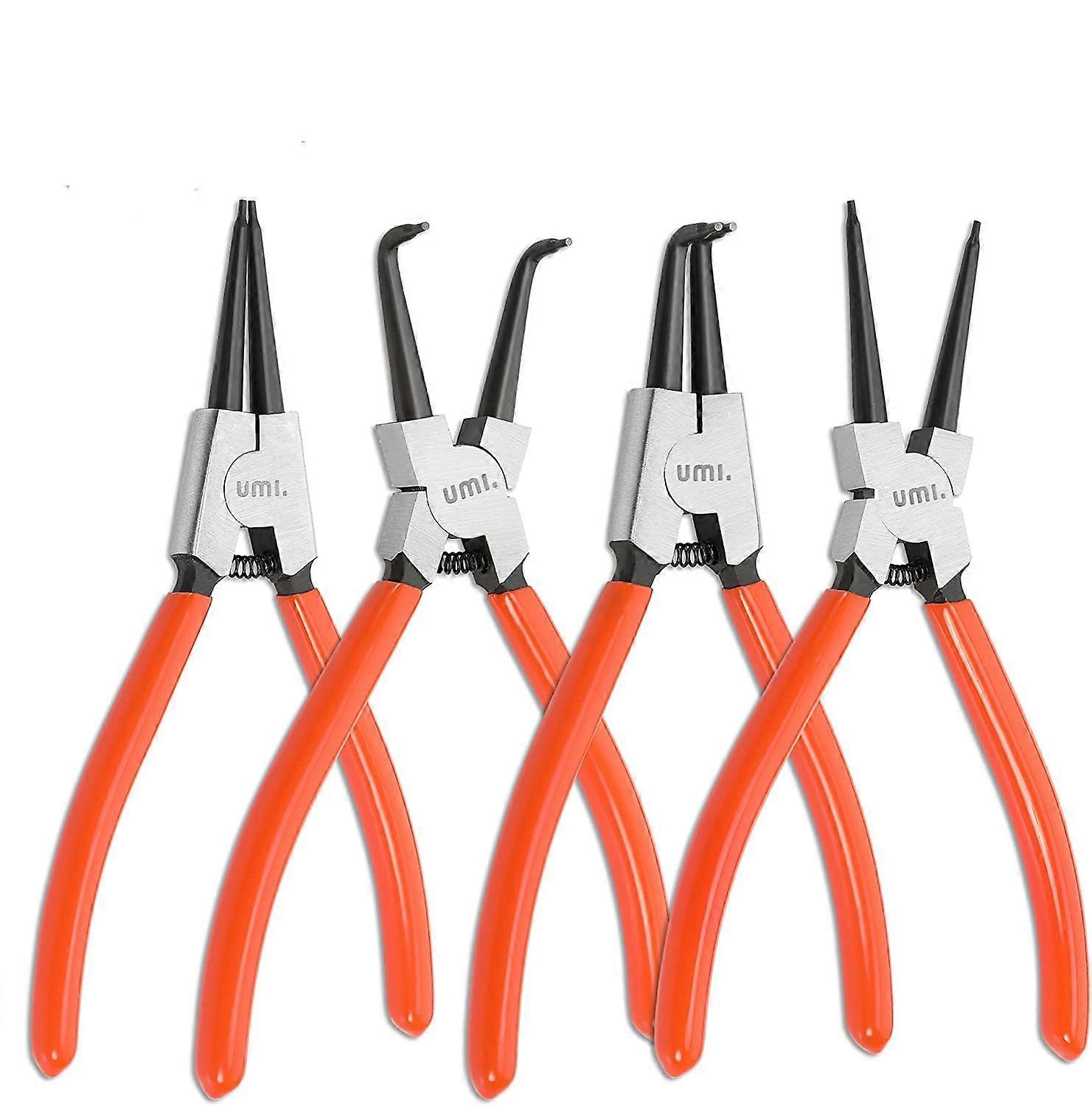 Set of 4 Circlip Pliers, Internal and External Circlip Pliers with Bag, Length 180mm, Tip Size 1.6mm
