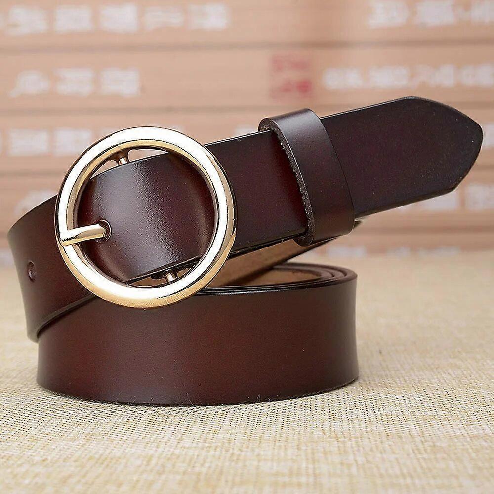 MEDYLA Kvinnor Bälte Ko Äkta Läder Legering Stift Spänne Gyllene Spänne Mode Casual Design Lyx Dambälte L16