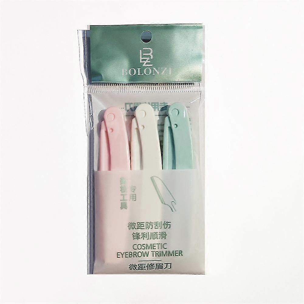 3pcs Safety Folding Eyebrow Knife Sets Eyebrow Scratch Replaceable Blade Foldable Stainless