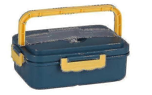Portable Fold Bento Box Heated Container Capacity Office Worker Stackable Lunch Boxblue