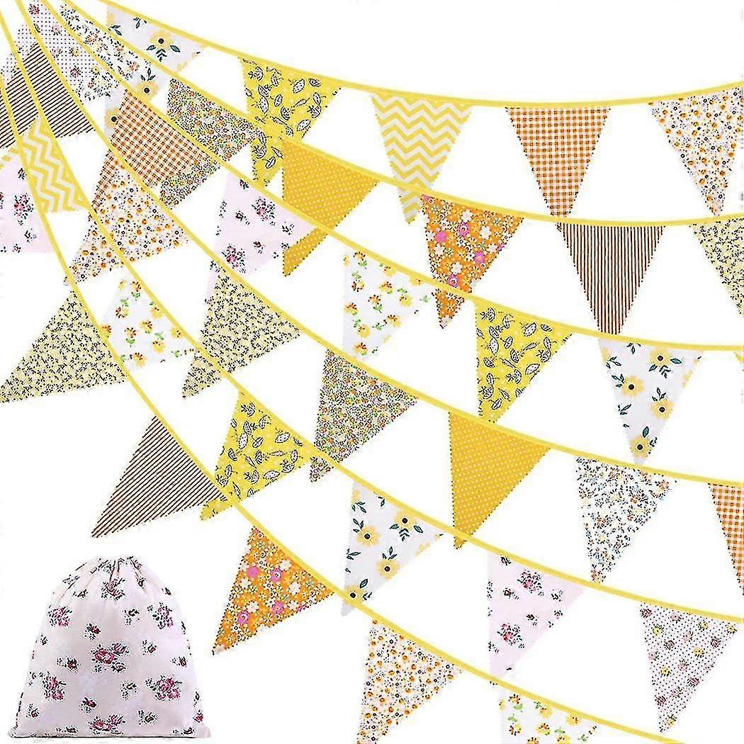 New 2023 40ft Fabric Bunting, 42pcs Outdoor Bunting Banner