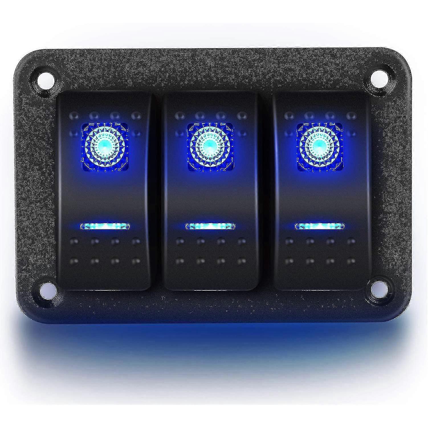 3 Gang Switch Panel Toggle, 12V / 24V Switch Toggle Panel mit Doppel-LED Electric Board Boot Auto Tench Co Panel