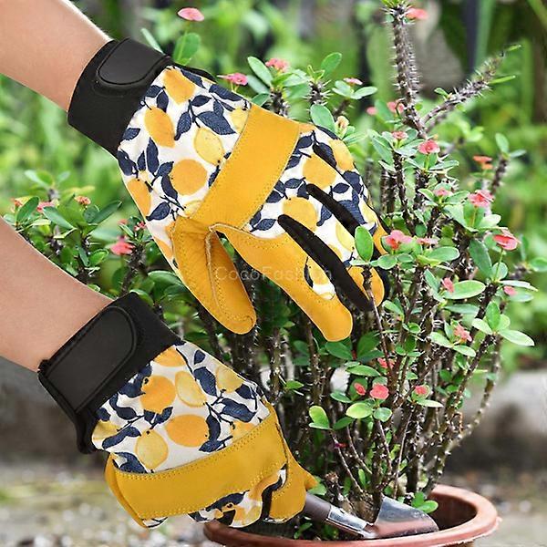 Leather stab resistant work gloves weeding digging planting