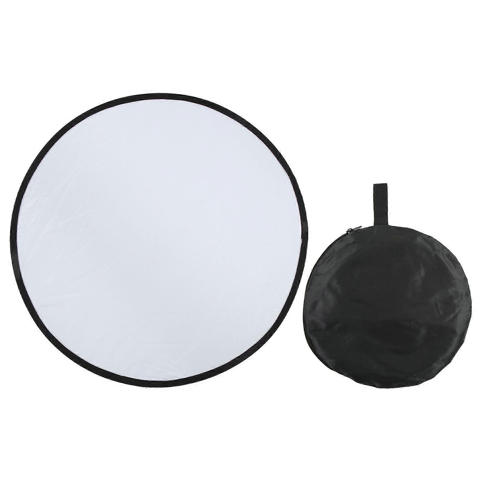 Silver White 2 In1 Reflector Portable Round Photography Light Reflector for Live Lighting 80cm / 31.5in