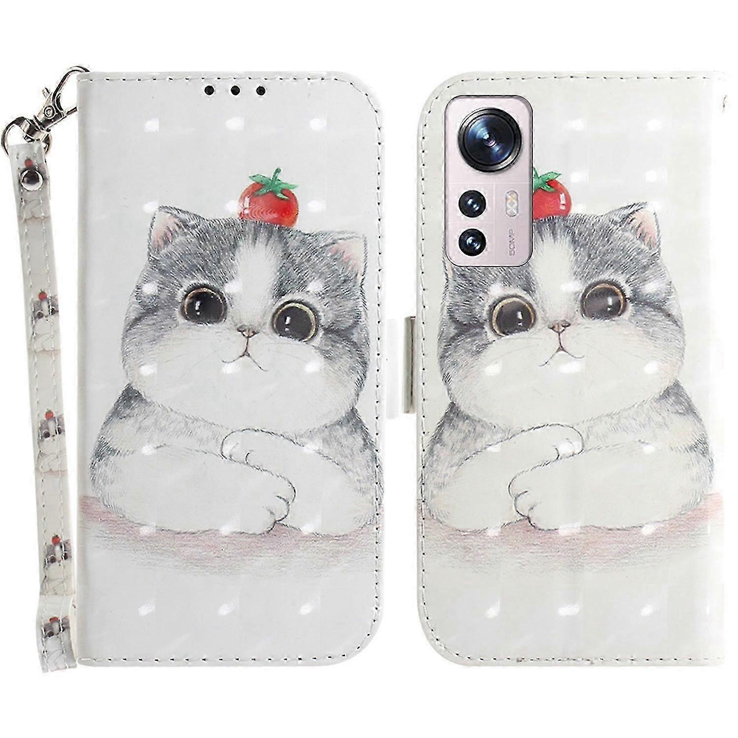 For Xiaomi 12 5G/12X 5G/12S 5G Flip PU Leather Book Wallet Case 3D Pattern Printing Magnetic Closure Stand Phone Cover with Strap