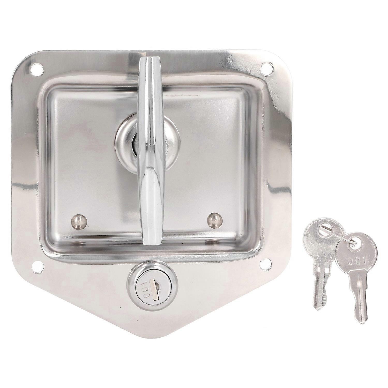 T Handle Toolbox Latch Stainless Steel Polished Door Tool Box Lock with 2 Keys for RV Truck Trailer 