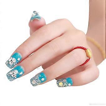 Shiny Rhinestone manikyr falske negler avtagbare Lett å bruke Enkel å skrelle av negler