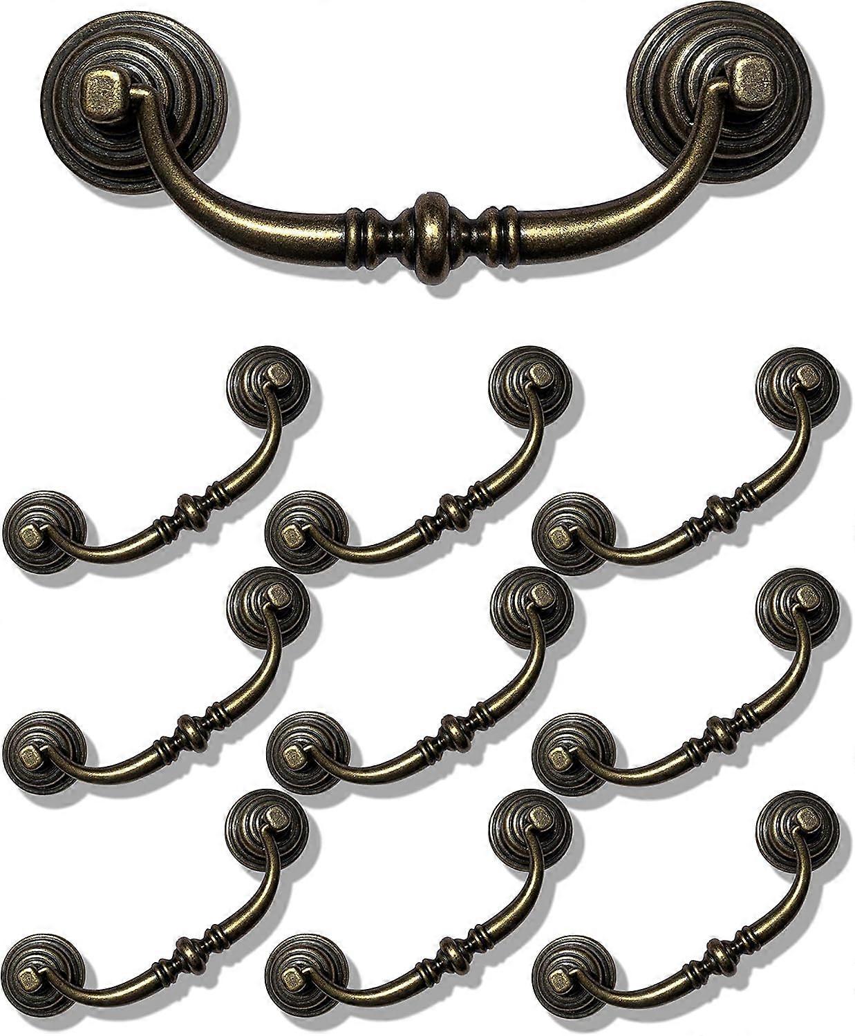 10 Pack Shabby Chic Antique Bronze Drawer Pulls for Kitchen Cabinets