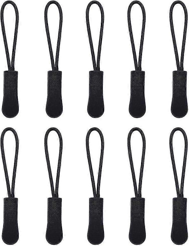 10 Pcs Of Zipper Pull, Zipper Label, Rope Pull Zipper Extension(black),detachable Pull Cord (hs)