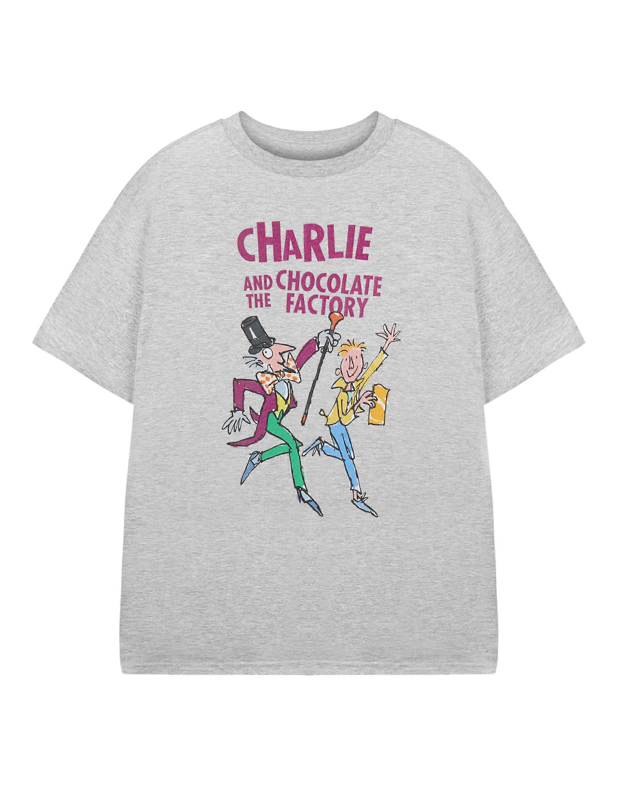 Roald Dahl 男女同款儿童短袖 T 恤 灰色 Charlie 和 The Chocolate Factory