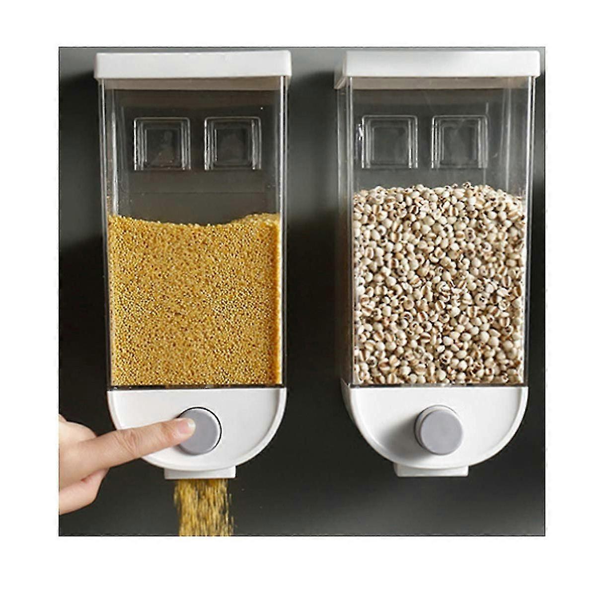 Grain Dispenser Double Dry Food Organizer, Wall Container Made Of Plastic And Simple Transparent Plastic Airtight Container For Grain Cornflakes,2816