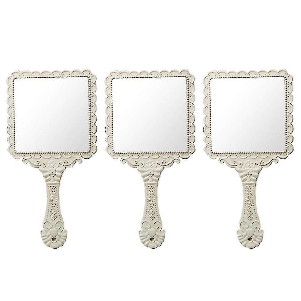 R Pattern Square Mirror Round Mirror Portable Handle Mirror
