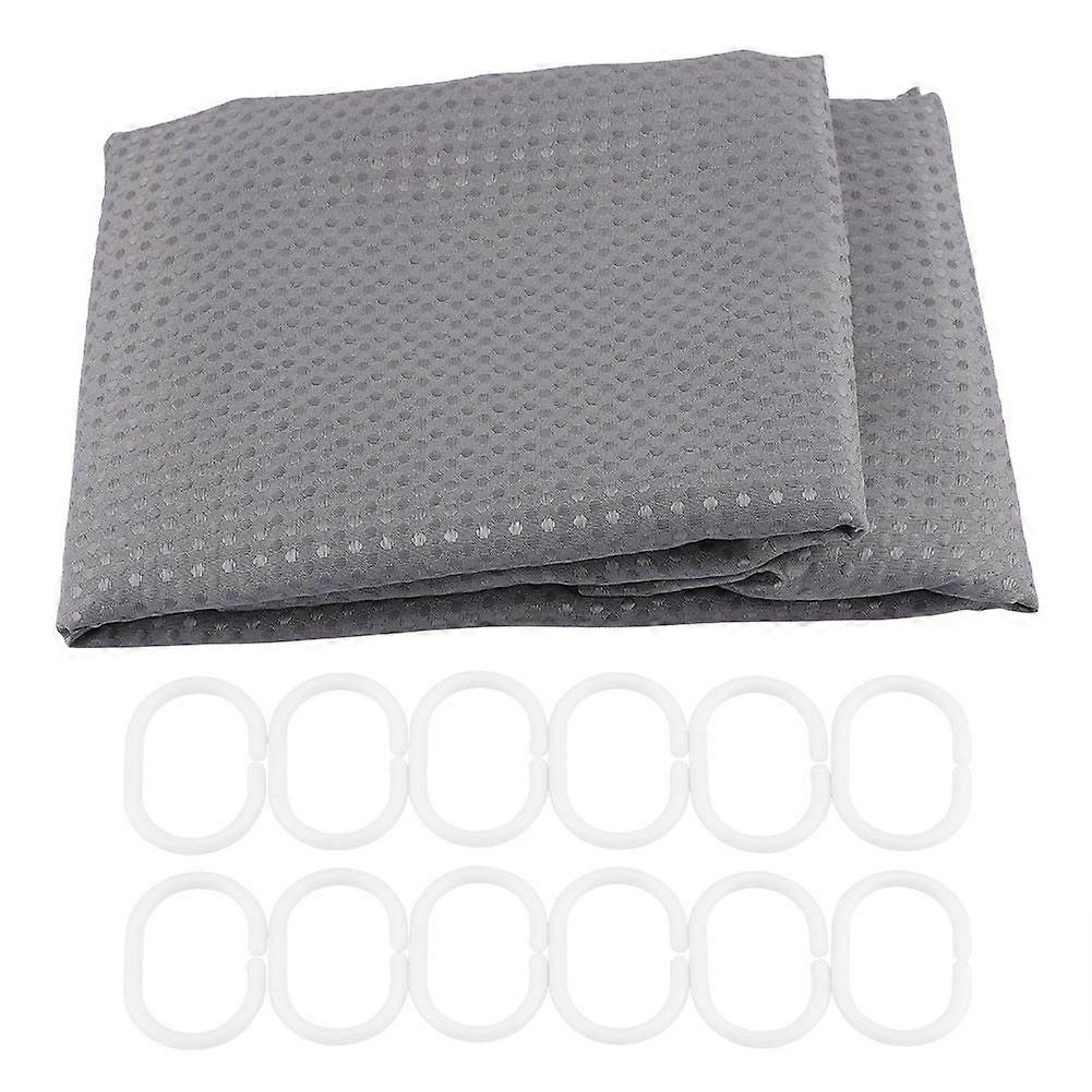 Polyester Mildewproof Waterproof Shading Bathroom Bath Shower Curtains with Hook(Grey)