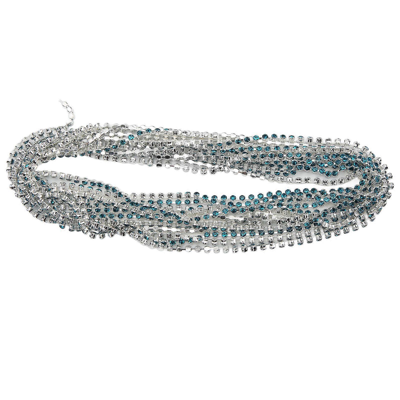 5 Yards Rhinestone Chain Strong Practicability Shiny Colorful Round Rhinestone Claw Chain for DIY Garment DecorationPeacock Blue