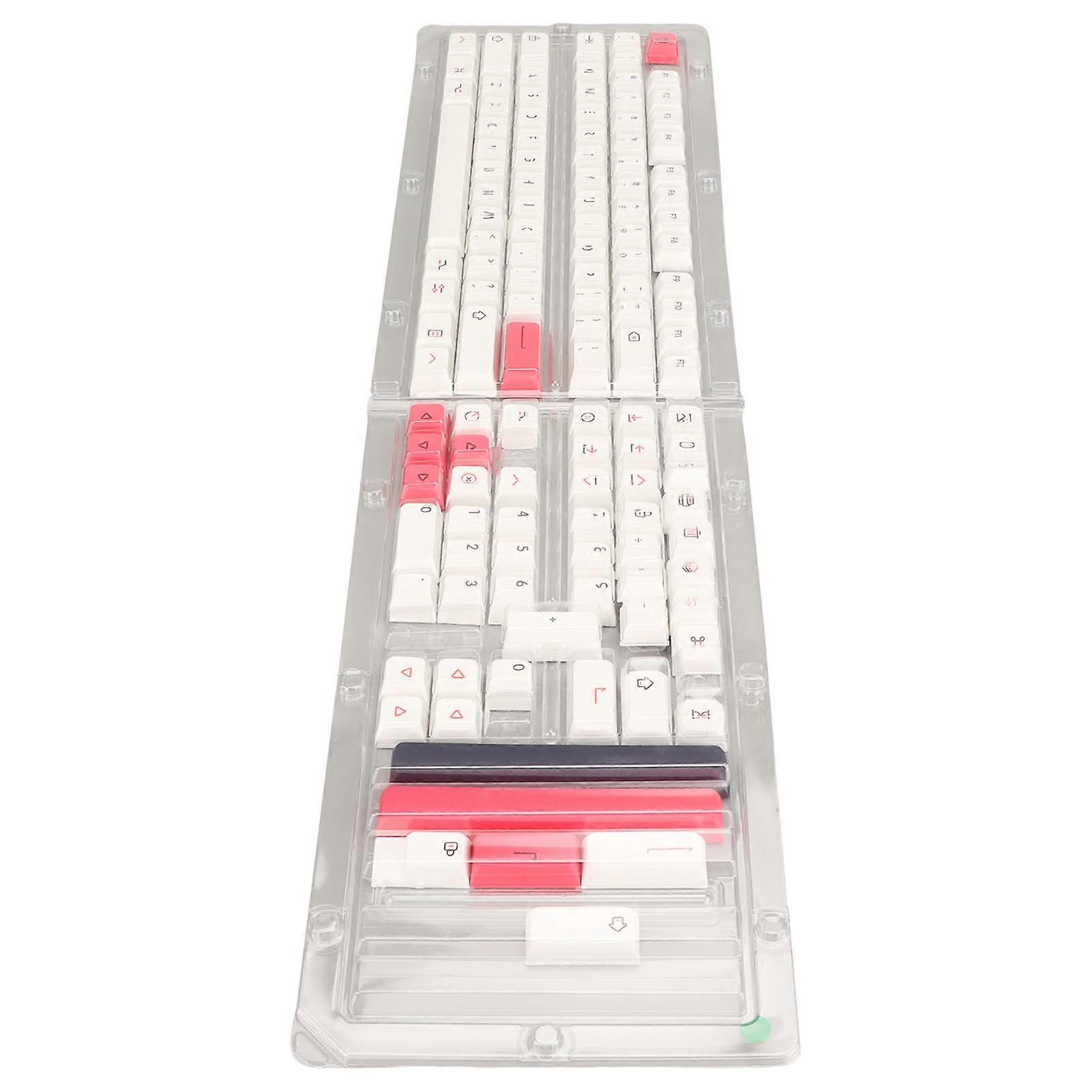 126 Key Keycaps Pink White PBT Keyboard Keycaps Thermal Sublimation XDA Height DIY DIY Keycaps for Mechanical Keyboard English 