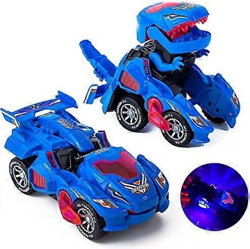 Electric Dinosaur Transforming Car Toy with Flashing Lights & Sound, Birthday & Christmas Gift for Kids Boys Girls 3-7
