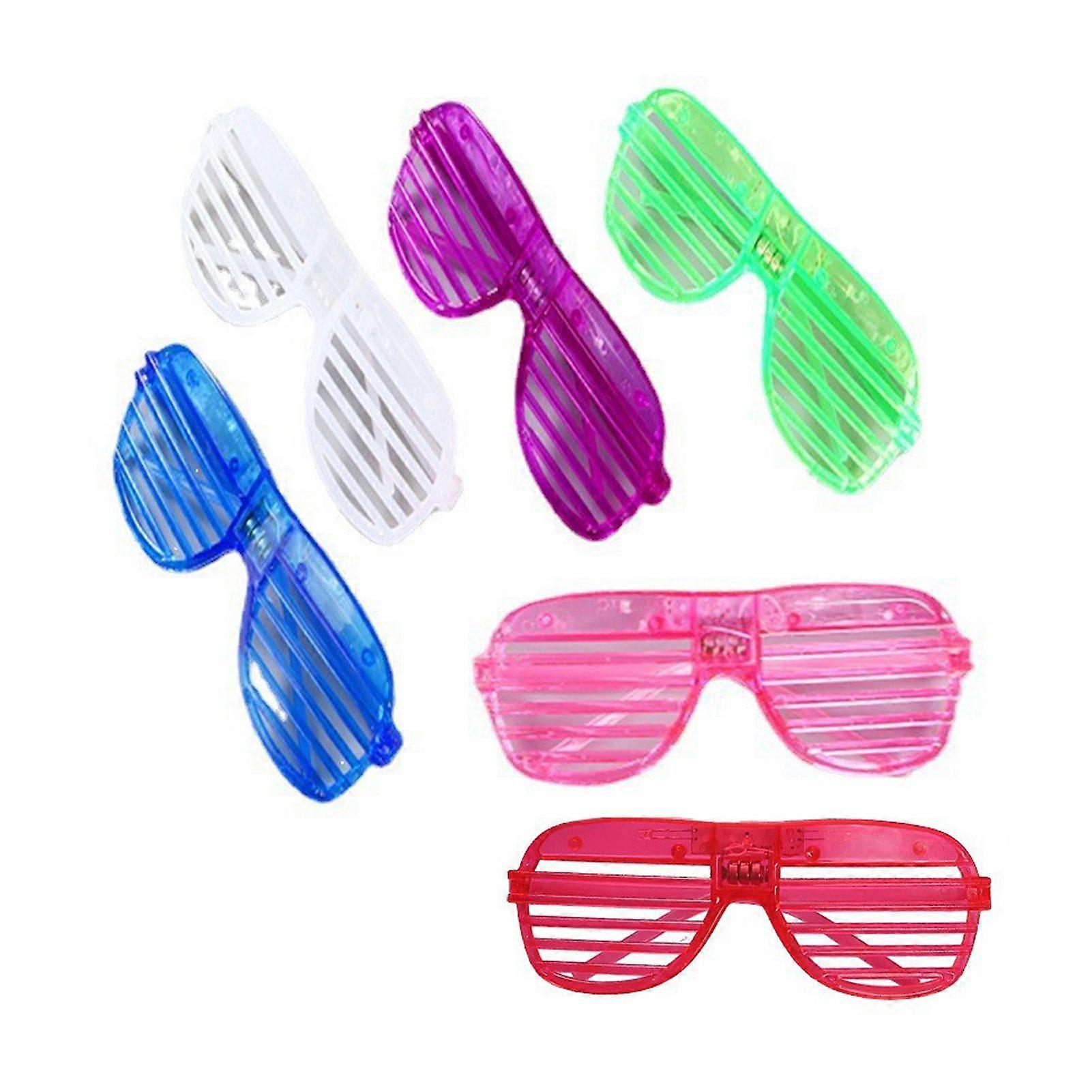 12Pcs LED Light-up Shutter Glasses Battery Operated Assorted Color Kids Adults Neon Slotted Shades Sunglasses Eyewear Party Favors