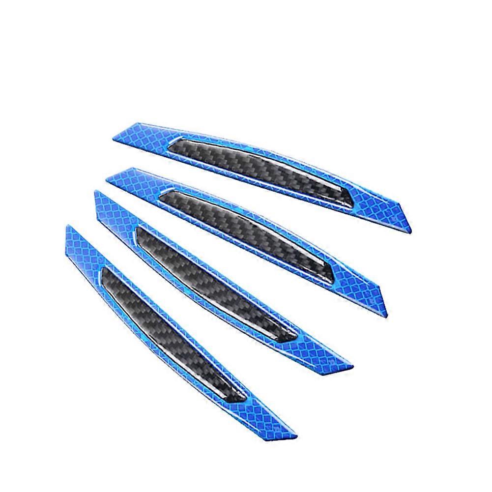 4pcs Car Door Edge Anti-Scratch Bumper Protector Strips Guard Reflective Stickers(Blue)