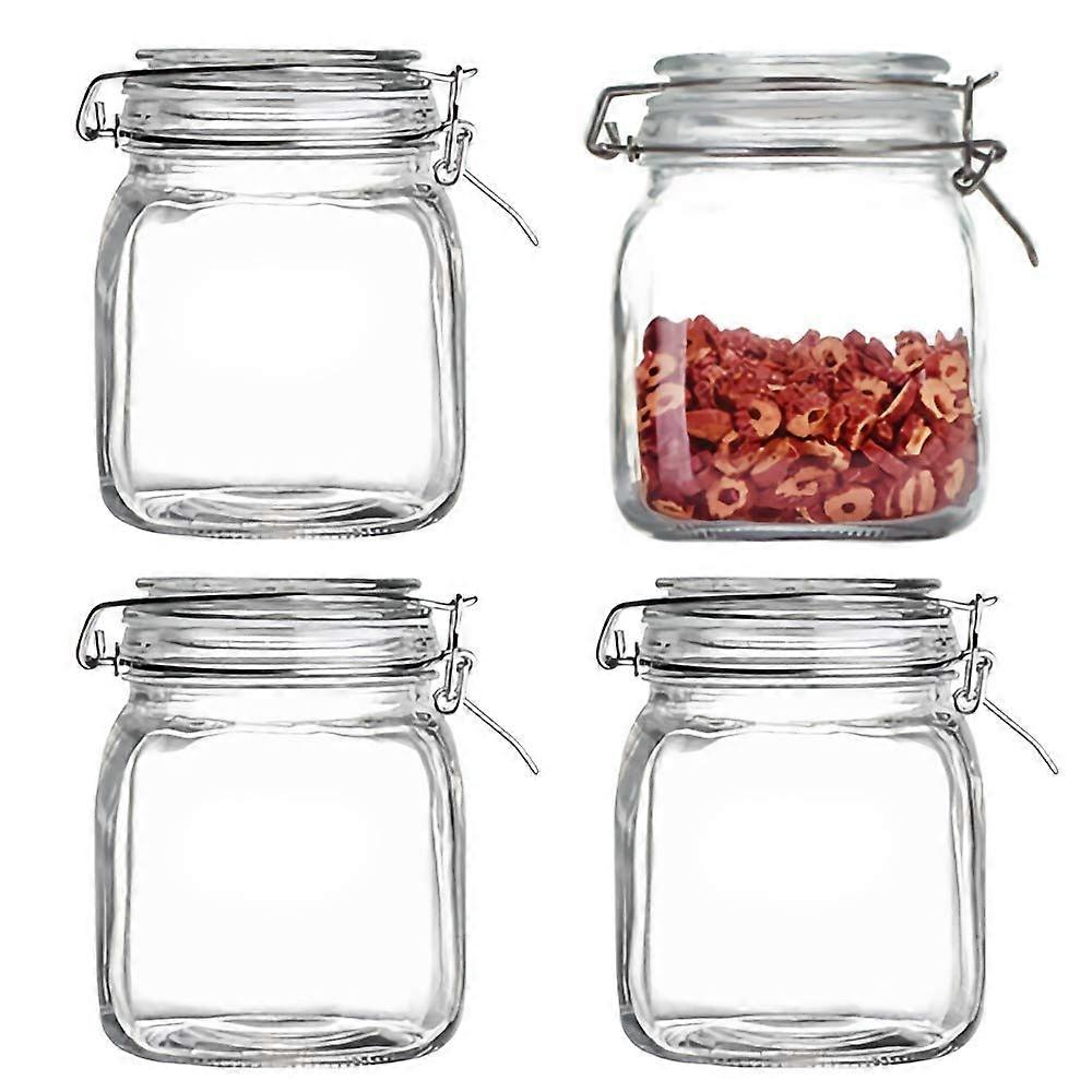 Glass Storage Jars 4-Pack 34 Oz Bail Lid Pantry Containers