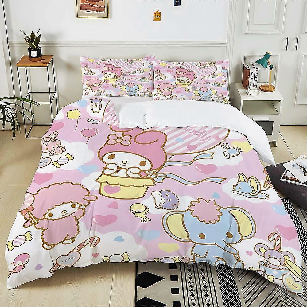 v1822 Lakan Söt My Melody Print Sängkläder Set PC Påslakan Örngott Sängkläder för vuxna och barn Lyxigt sängtäcke Set 3-delat sängkläder