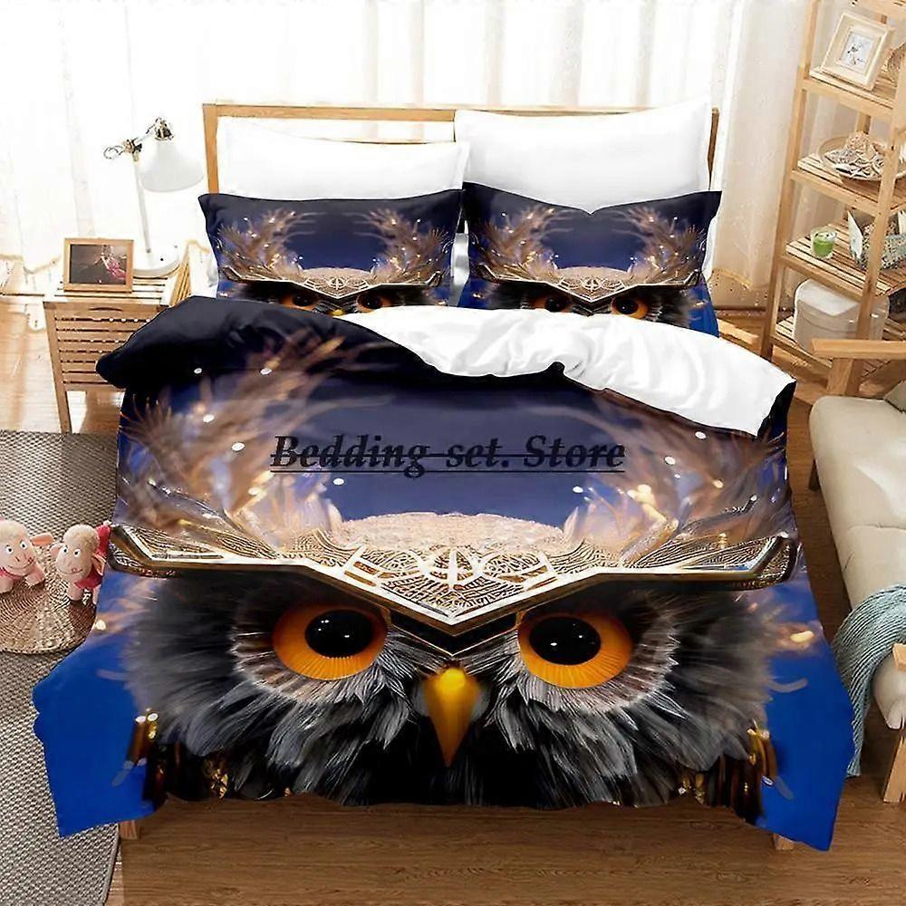 v2397 Lakan Anime uggla sängkläder set Enkelrum Full Queen King Size sängset Aldult Kid Sovrum påslakan set Lakan set 3-delat sängkläder set 