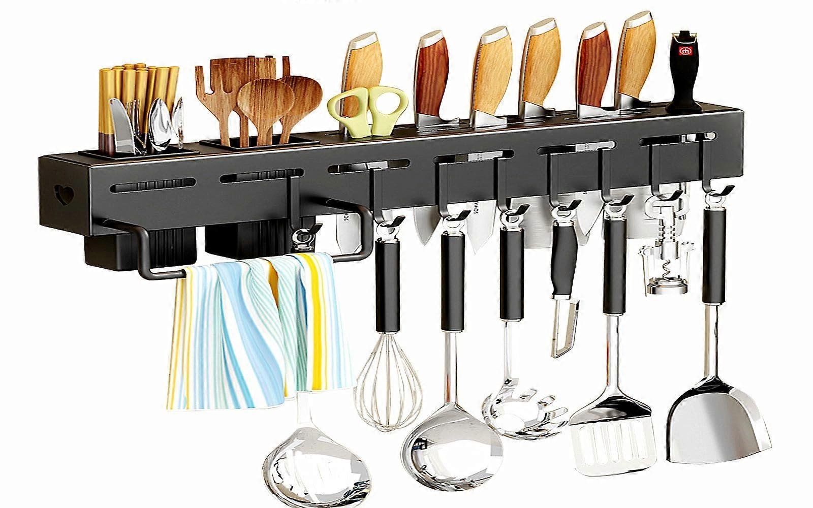 Stainless Steel Non-Hole Hooks Kitchen Organizer Flatware Wall Mounted 20-Inch