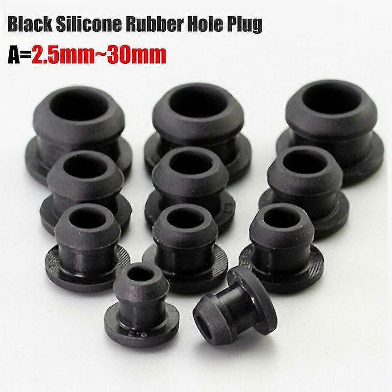 سيليكون المطاط المفاجئة على هول التوصيل 2.5mm ~ 30mm الأسود طمس نهاية قبعات أنبوب الأنابيب ORP