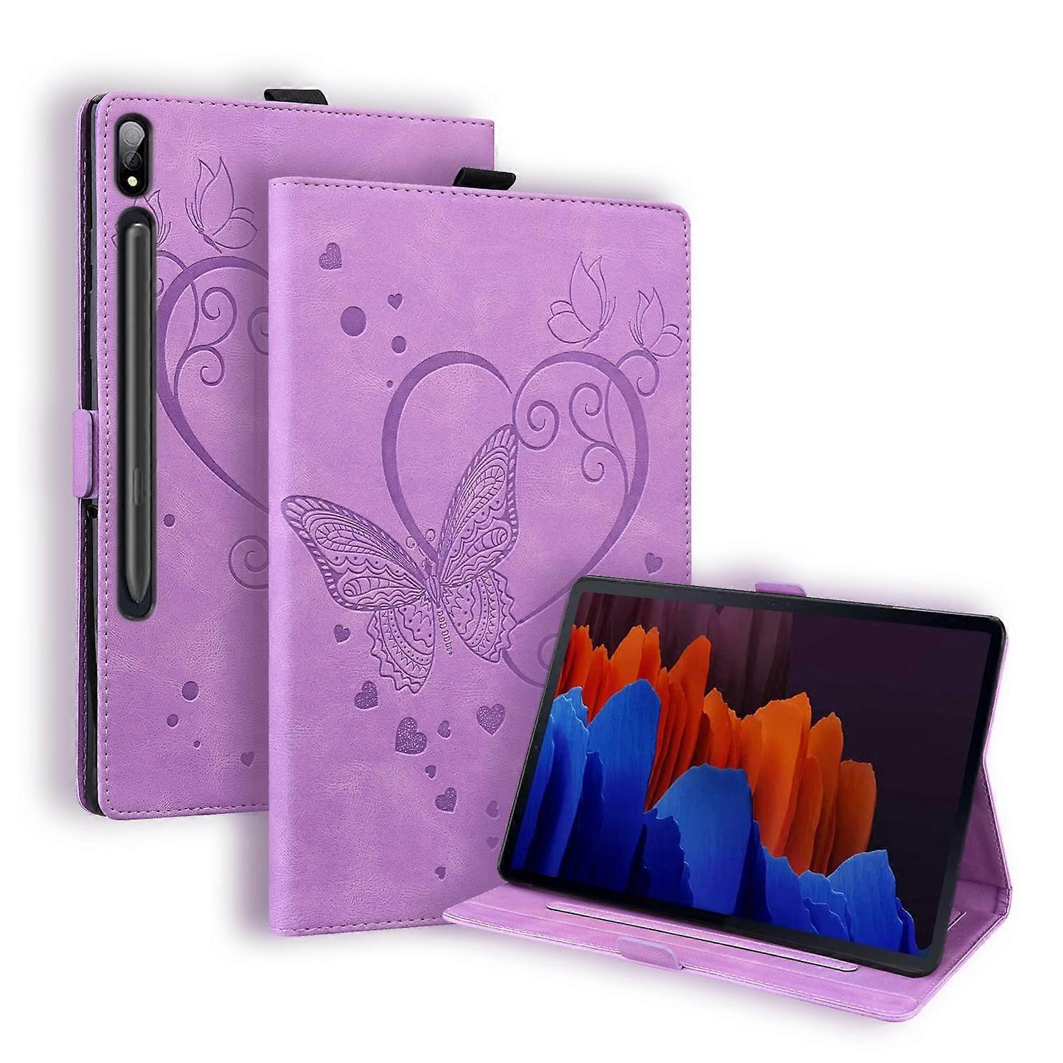 For Samsung Galaxy Tab S8 / Galaxy Tab S7 T870 SM-T875 SM-T876B Love Butterfly Pattern Horizontal Flip Leather Case with Holder(Green)