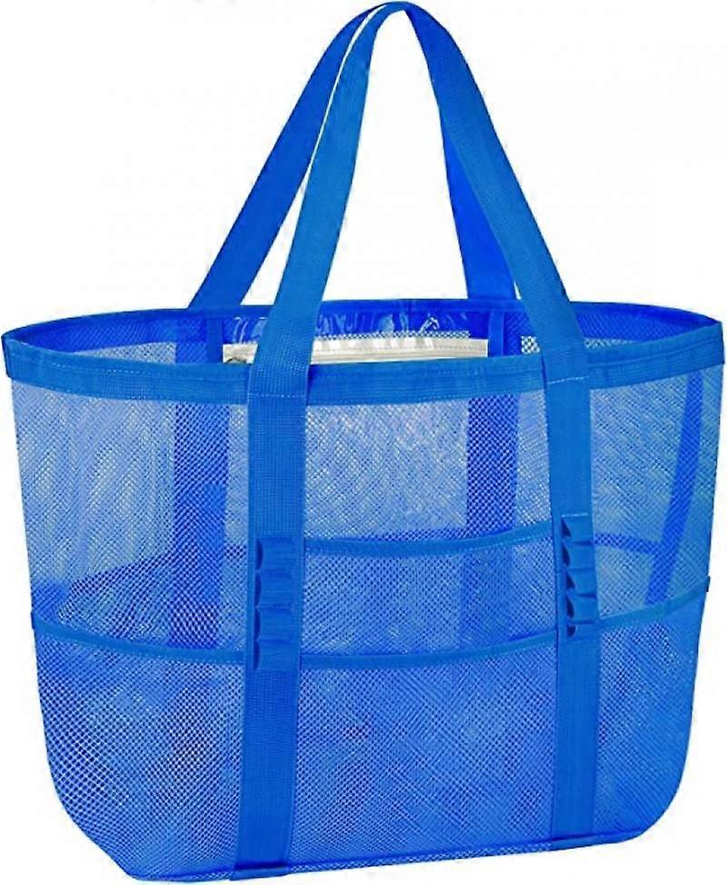 Summer Swimming Beach Bag Swimwear Mesh Storage Bag Large Mesh Storage Bag Outing Sports Travel Tote Bag,Blue