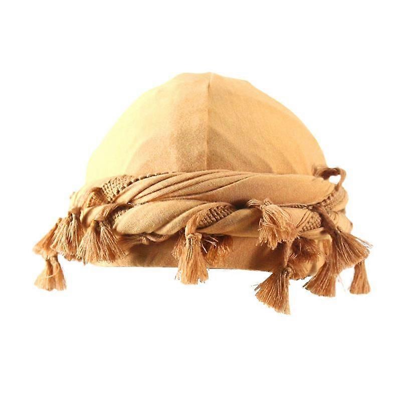 Men Bandana Burr Trim Head Wraps Double Layer Beanie Cap Turban Hats Twisted Tail Solid Color