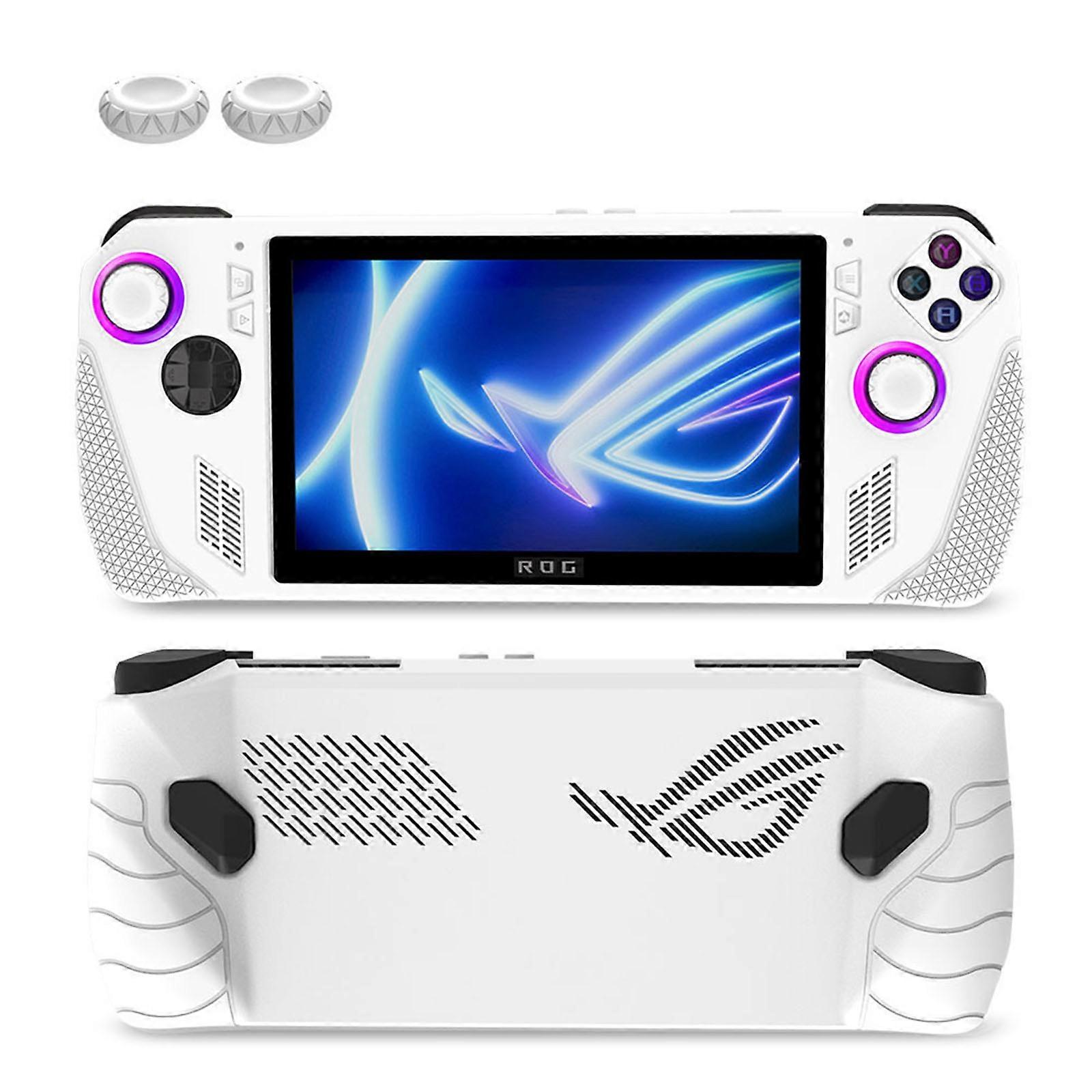 Full Wrap Silicone Protective Cover Accessories + Button Caps for ASUS ROG Ally Handheld Game Console(White)