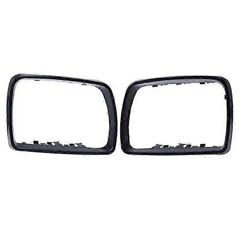 1pair Car Black Rearview Mirror Cover Shell Side Mirror Frame Replacement For- E53 X5 2000-2006