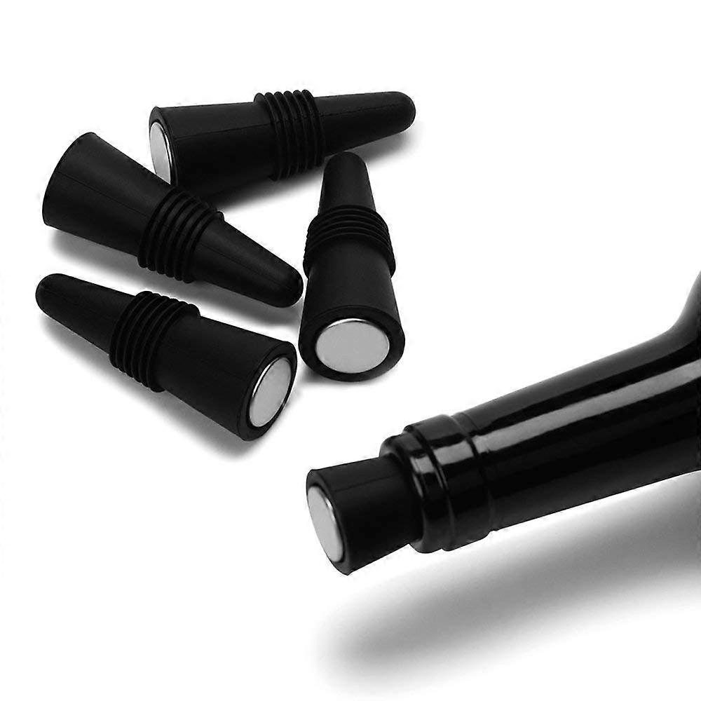 Viinitulpat (5 kpl), silikoniset viinipullo- ja juomapullotulpat, musta