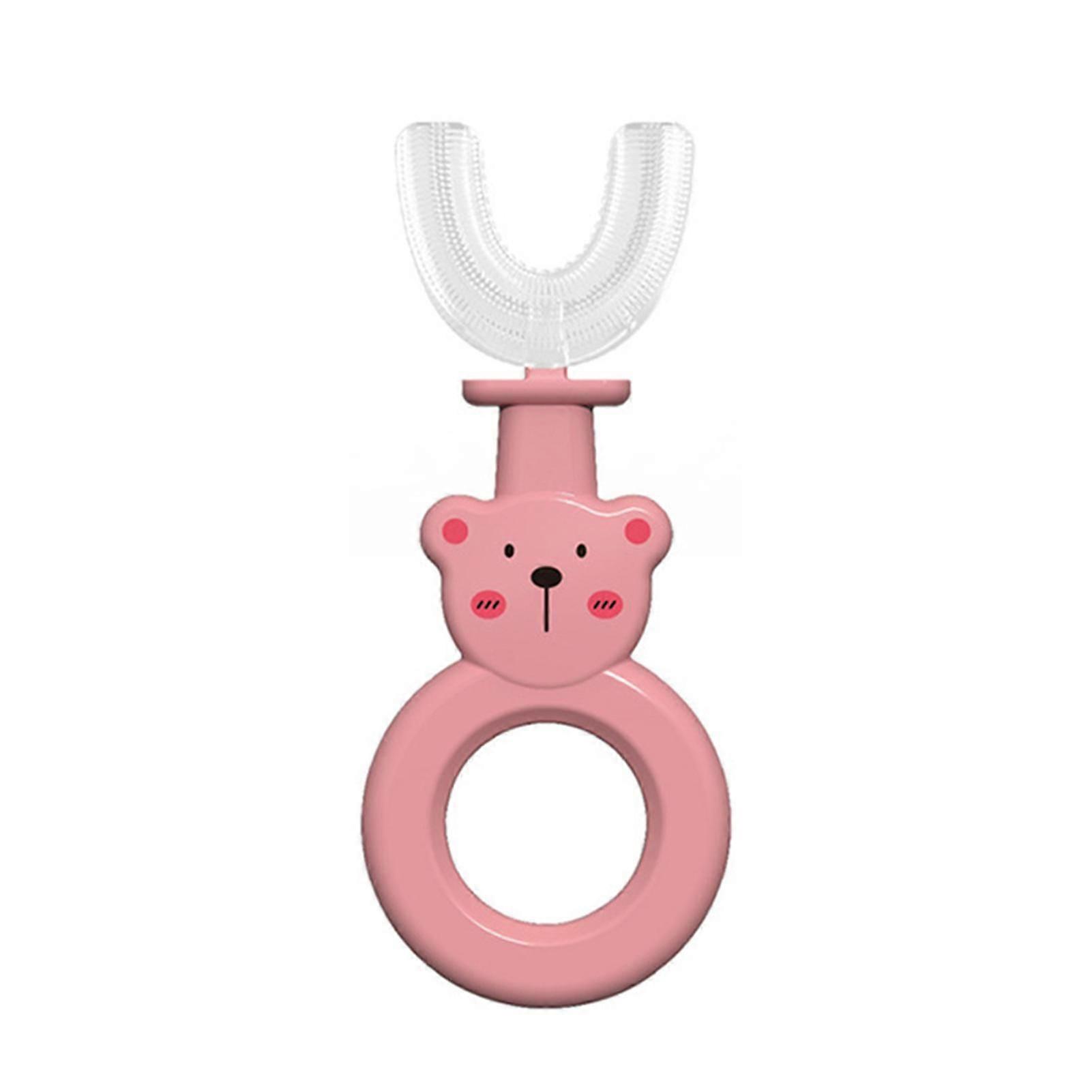 Manual Children Toothbrush with U-Shape Soft Silicone Brush Head Practical Teeth Cleaning Tool for