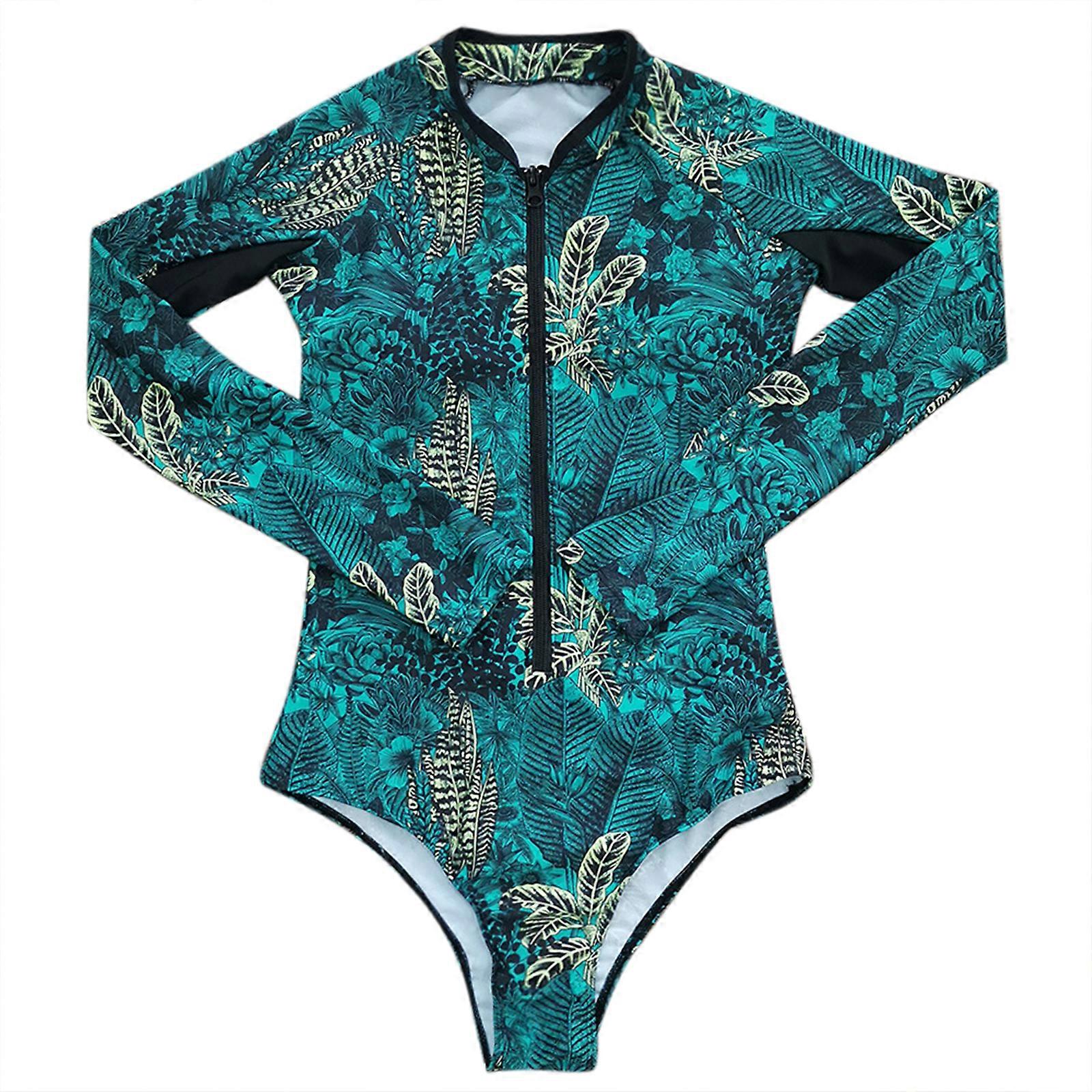 قطعة واحدة تقليدية سحاب ملابس السباحة طويلة الأكمام ثوب السباحة للمثلث الشاطئ ارتداء بدلة بودي سوت مطبوعة السباحة سو S