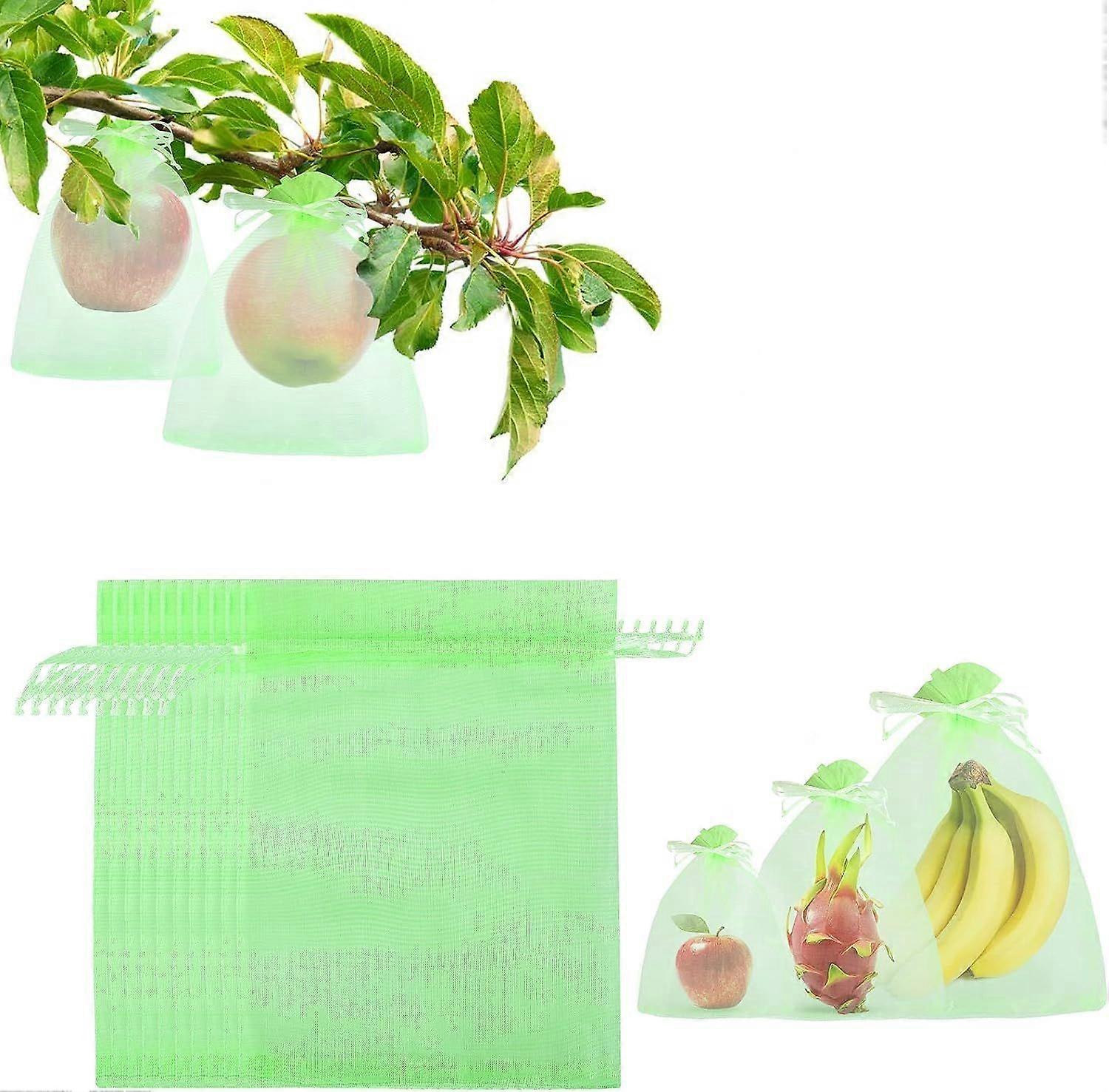 100 stk fruktbeskyttelsesnettposer, 6"x4" fruktnettposer, hagenettposer med snøring, frukttreposer, nettingbarriereposer for beskyttelse
