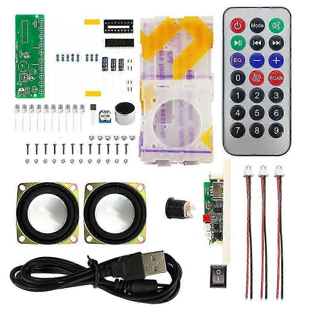 DIY Bluetooth Speaker Kit 2-Channel MP3 Amplifier with Music Spectrum Welding