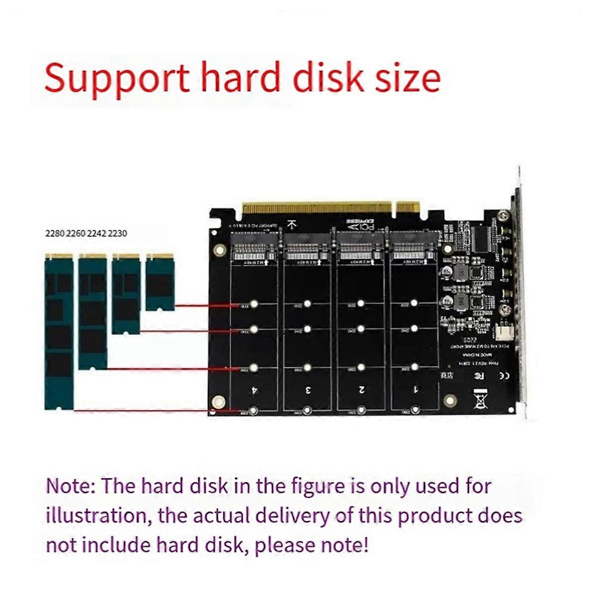 Hard Disk Expansion Card NVME Protocol Disk Array Card Mainboard PCI-E16X Slot to 4 NVME Solid State Drive Module