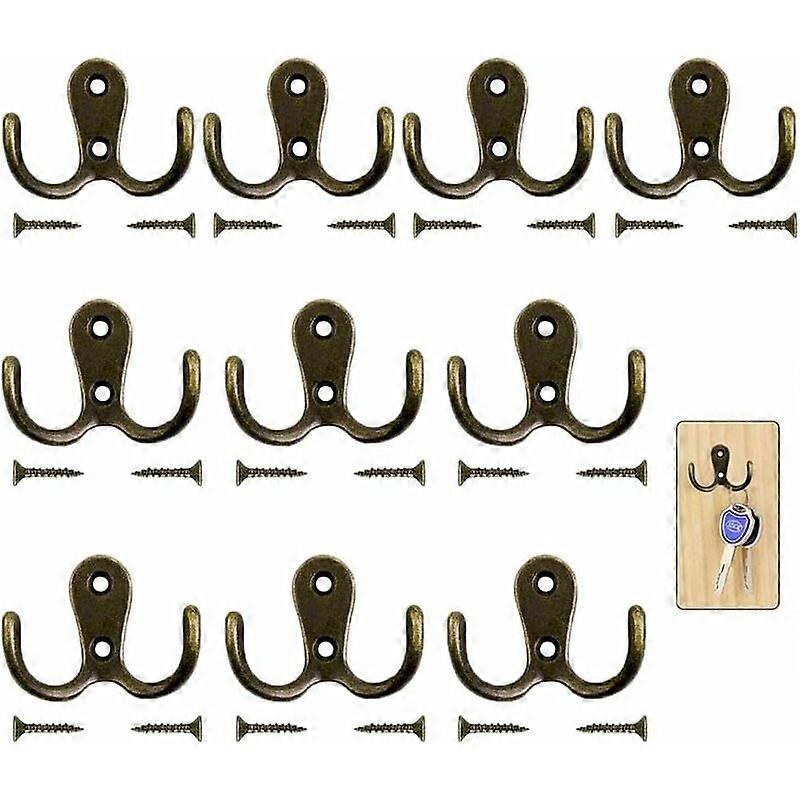 Decorative Double Clothes Hooks, Versatile Application In Multiple Locations, Sturdy Zinc Die-Cast Material With Space Saving Design, Rust Resistant