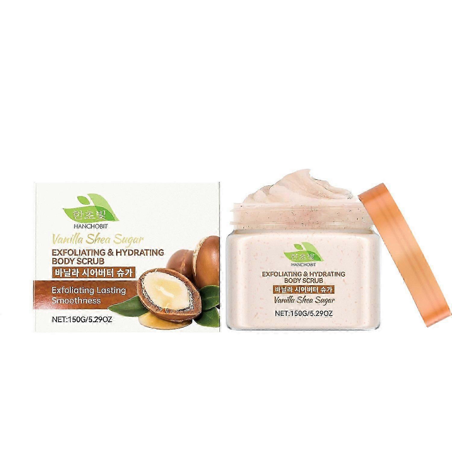 Vanilla Shea Sugar Body Scrub, Exfoliating Body Scrub Removes Dead, Dry Skin for Hydrating, Gently Exfoliate Body Hand Foot Scrub, Moisturized Skin