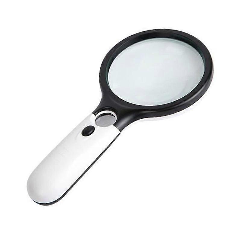 Portable High Magnification Reading Magnifier with 3 LED Lights White