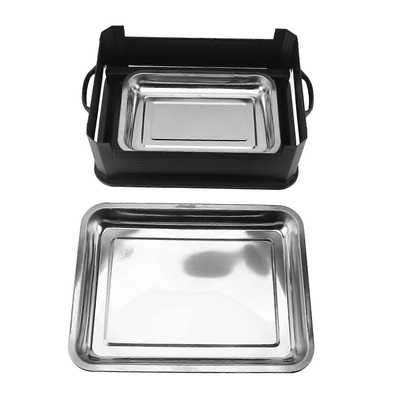 Fish Charcoal Alcohol Stove Rectangular 2.2‑4.4lb Fish Stainless Steel M Size Fish Alcohol Grill for Commercial Home Use Closed Black