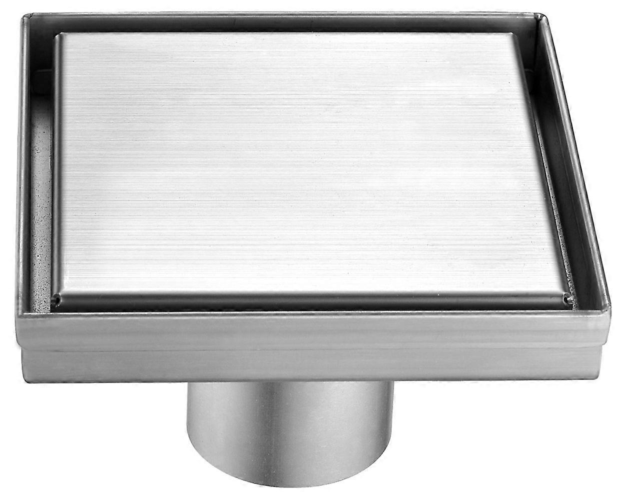 Modern Square Stainless Steel Shower Drain Silver 5" x 5"
