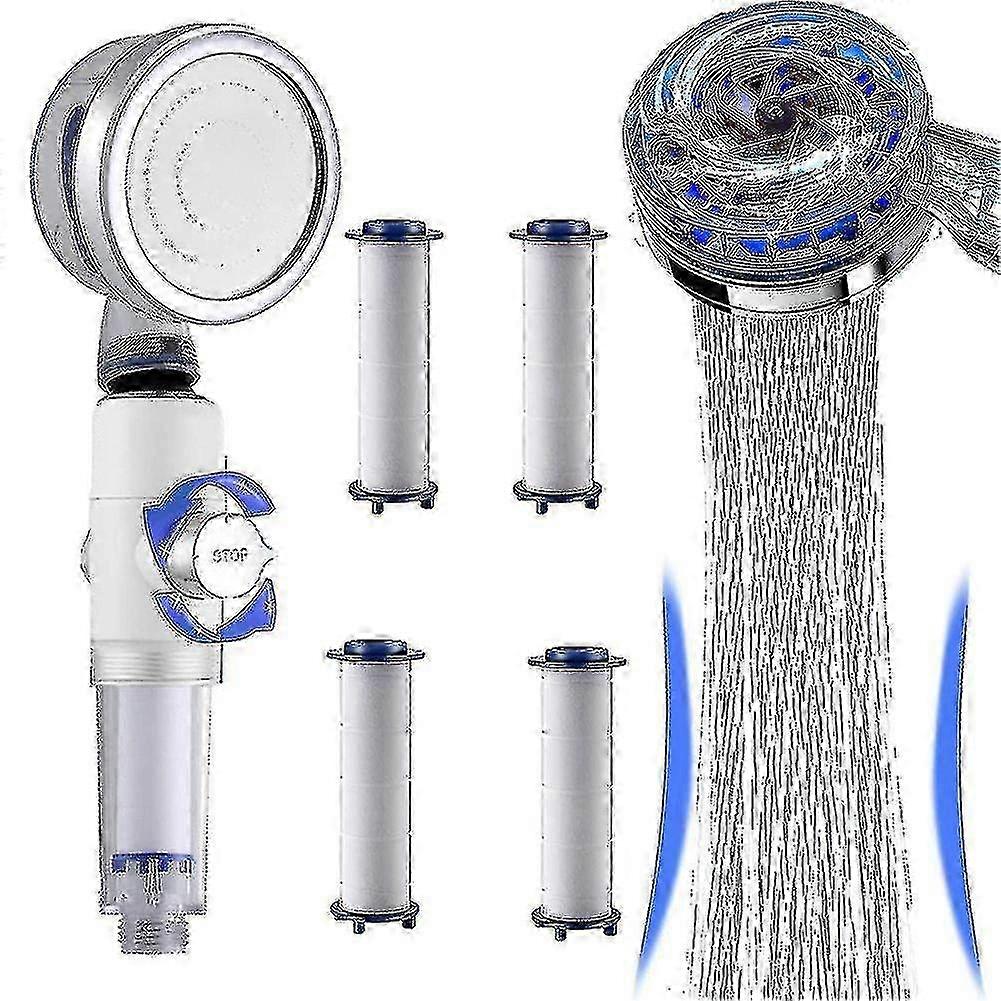 High-Pressure Vortex Shower Head with Filters 360 Degree Rotatable Handheld Turbo Fan Jet Shower