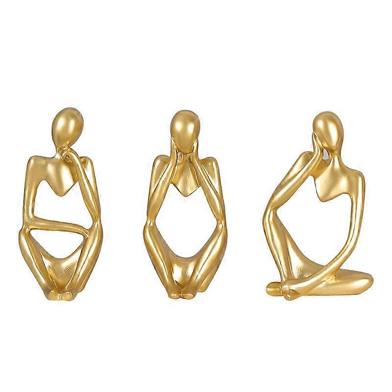 Resin Statue Set Of 3 - Abstract Desk Decor For Home And Office, Modern Resin Sculptures, Compact Size