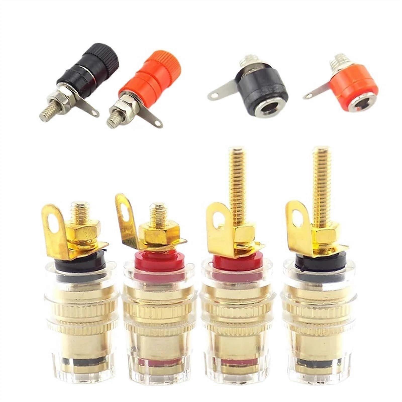 4MM RED Black Banana Socket Jack Connector red Black Thread Medium Amplifier Speaker Spade Terminal Binding Post Audio(D 1 Black)