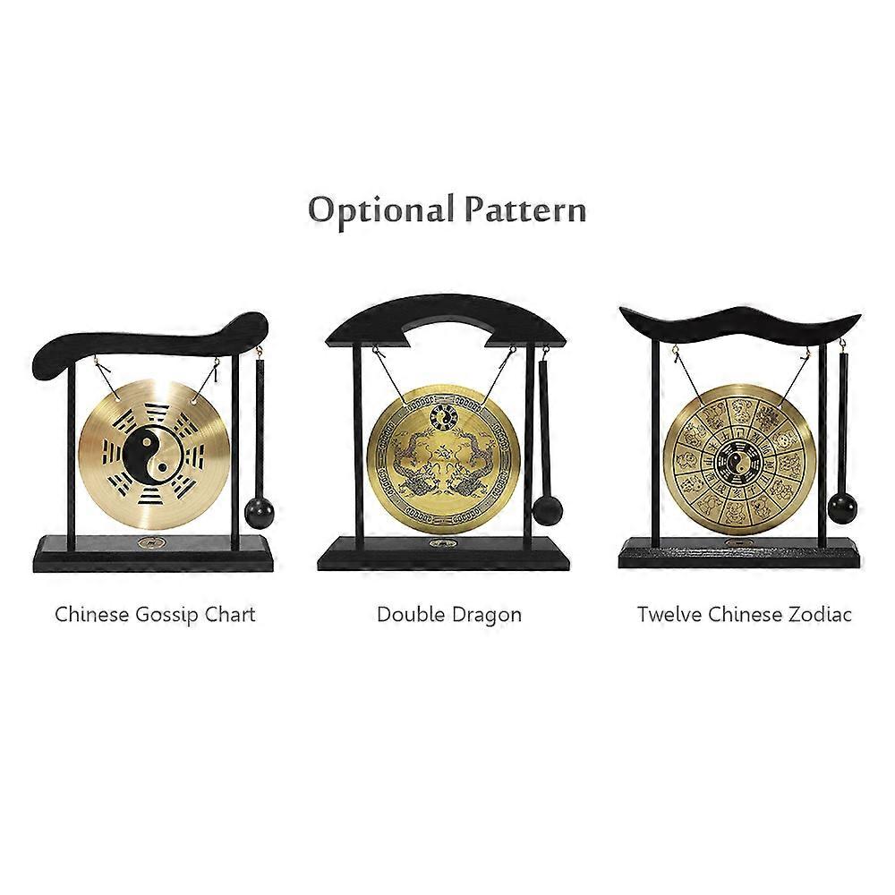 Mini Desktop Gong Table Wind Chime Percussion Instruments with Mallet for Home Decor Housewarming Gift - Twelve Chinese Zodiac