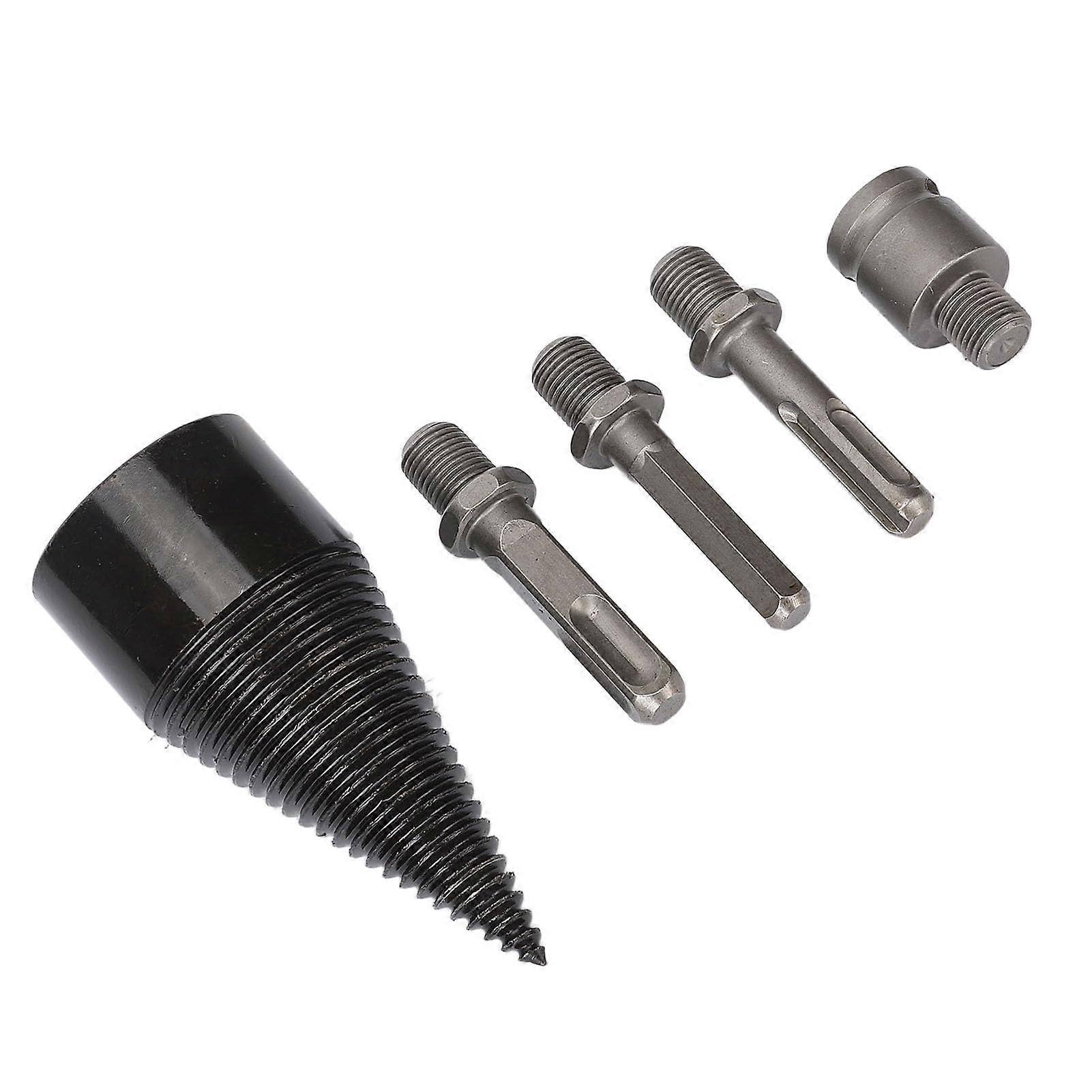 Firewood Log Splitter Drill Bit, Steel Wood Splitting Bit, Easy to Install, Multifunctional 5 Pieces for Wood Cutting (45mm)