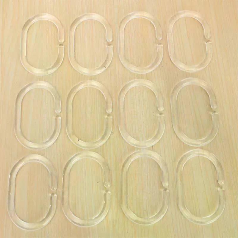 12PCS Plastic C Type Shower Curtain Hook Hanger Ring Bath Drape Loop Clip Glide Convenient Replacement Bathroom Accessories