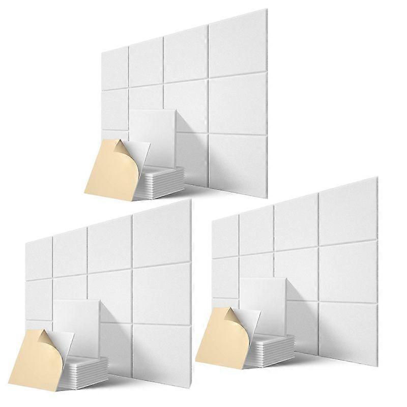 Painéis Acústicos Autoadesivos 36 Pack,12 X 12 X 0.4 Polegadas Estofamento à Prova de Som,Painel Absorvente de Som Para Casa,Branco